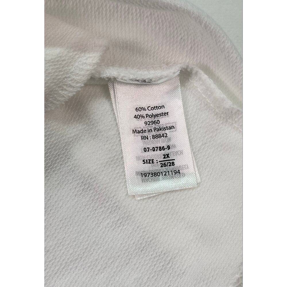 Woman Within White Embroidered Floral Hoodie Tunic 2X Blue Split Neck Sweatshirt - Picture 11 of 11
